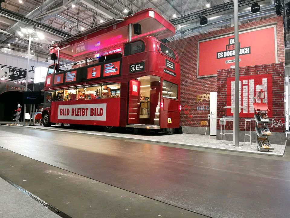 Vermietung Doppeldecker London Bus Rot Messe Event Hochzeit in Stutensee