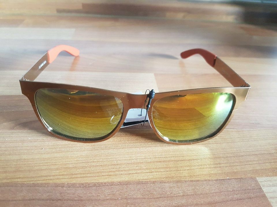 Sonnenbrille - verspiegelt - Metall - neuwertig - orange in Brühl