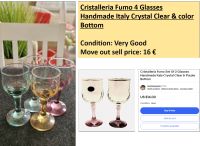 Cristalleria Fumo 4 Glasses Handmade Italy Crystal Clear & color Dresden - Innere Altstadt Vorschau