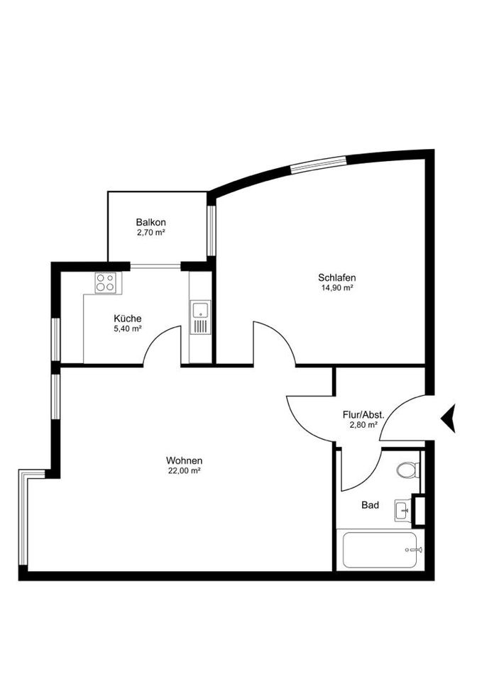 Helle 2-Zimmer Wohnung im zweiten Obergeschoss mit Balkon und Lift im Preußischen Viertel in Dresden