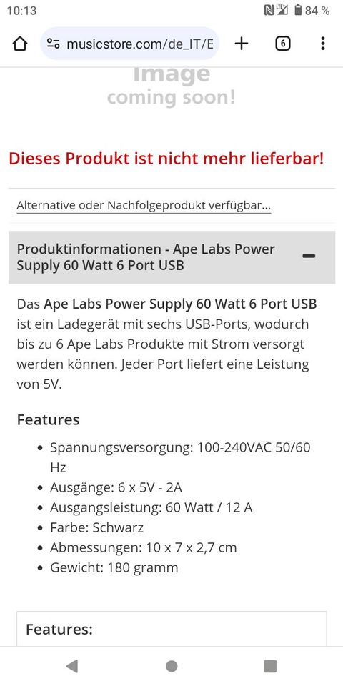 Power Supply 60 Watt 6 Port USB  Ladegeräte in Friedrichsdorf