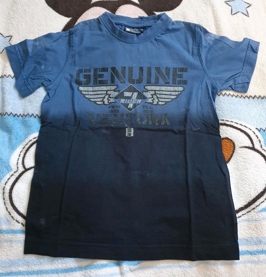 T-Shirt RMTX Gr. 116 blau Farbverlauf fleckig Shirt Sommershirt in Rostock