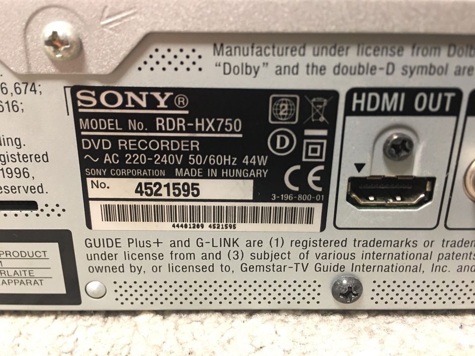 Sony RDR-HX750 DVD-Recorder / 160GB HDD in Dortmund