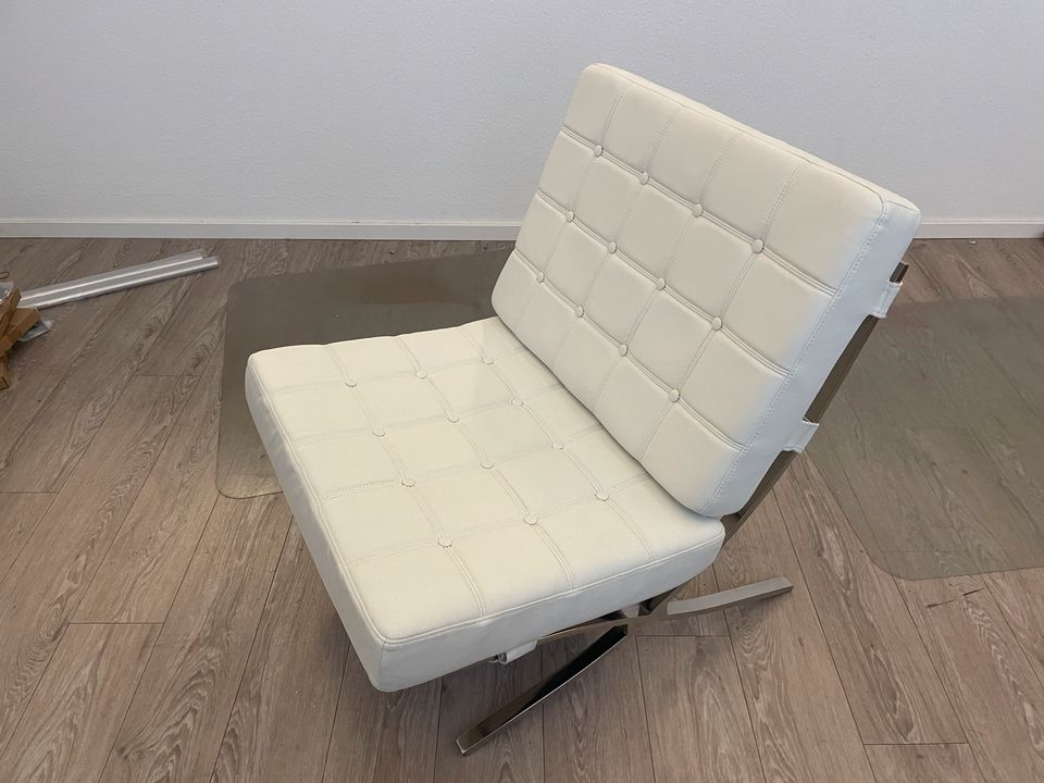 Barcelona Chair Sessel weiß Knoll Design Replik [NEUWERTIG] in Hamburg