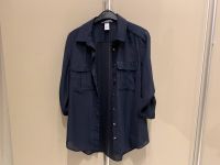 Navy dunkelblaue Chiffon Bluse halbarm geknöpft Hemd 36 34 locker München - Bogenhausen Vorschau