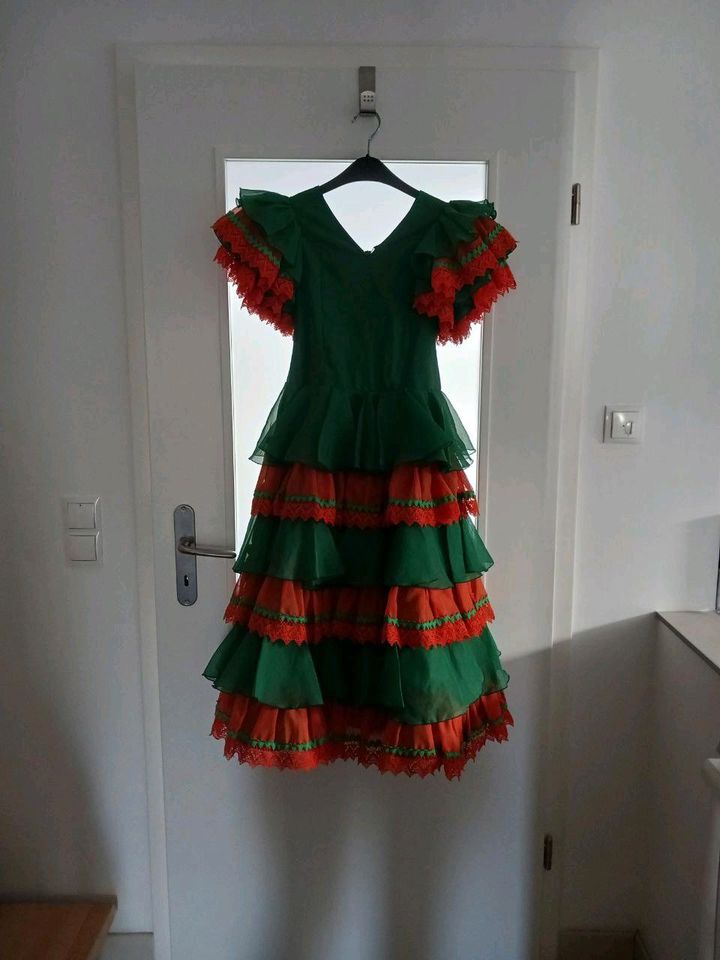 Flamencokleid Mariacruz/Sevilla für Mädchen, grün/orange in Worms