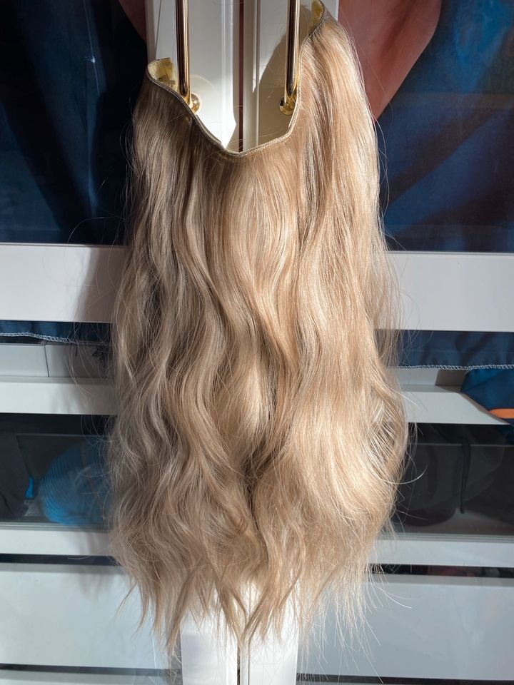 Aschblonde Blonde Invisibel Echthaar Imitat Clip in Extensions in Weil der Stadt