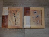 verschenke zwei Bilder gelb braun Töne mit Blumen ca. 35 cm x 35 Niedersachsen - Axstedt Vorschau