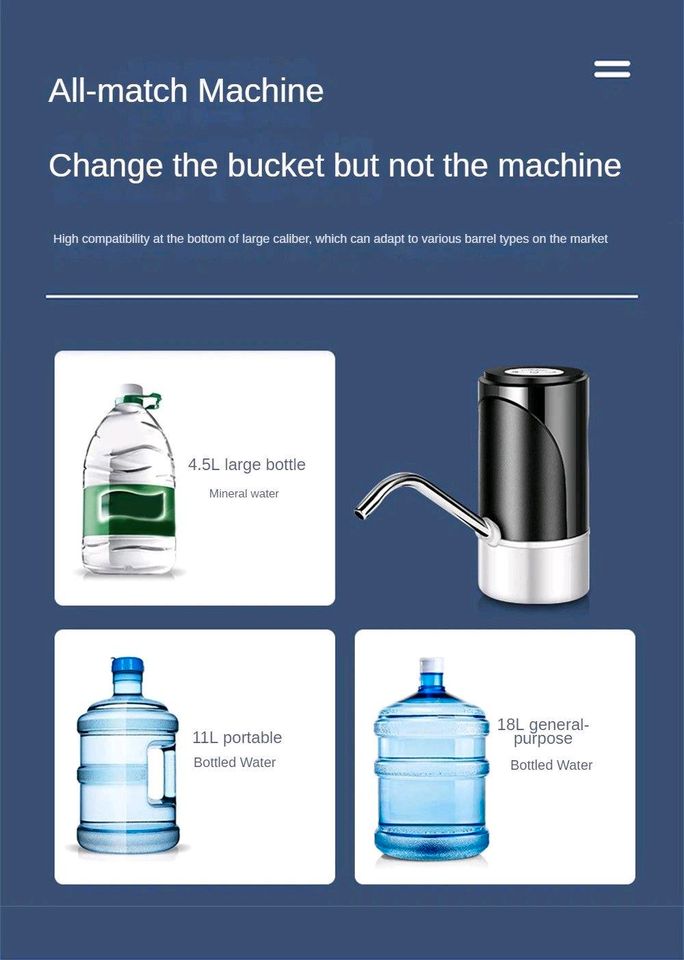 Wasserflaschen Pumpe, USB Aufladen Flaschen Wasserpumpe