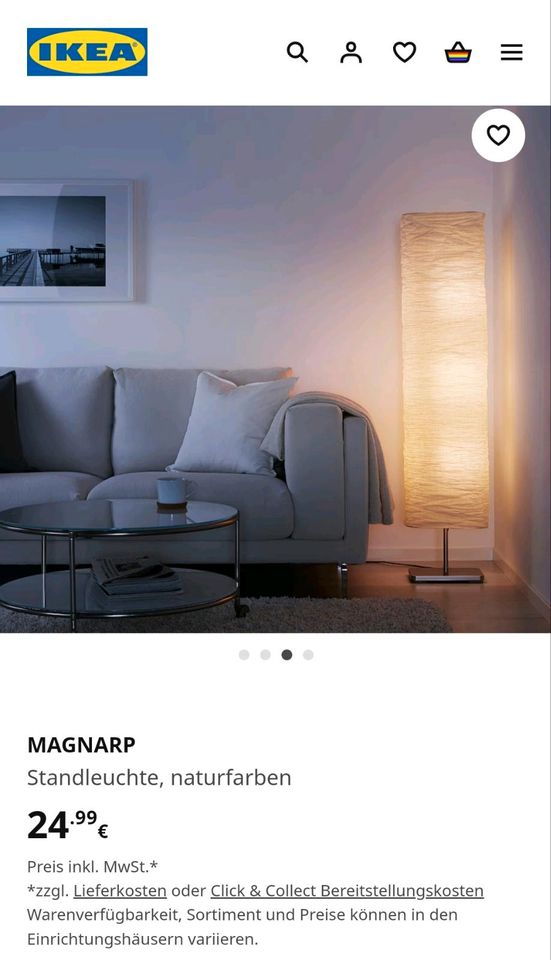 Stehlampe Ikea Magnarp Naturfarben mit Leuchtmittel in Hamburg