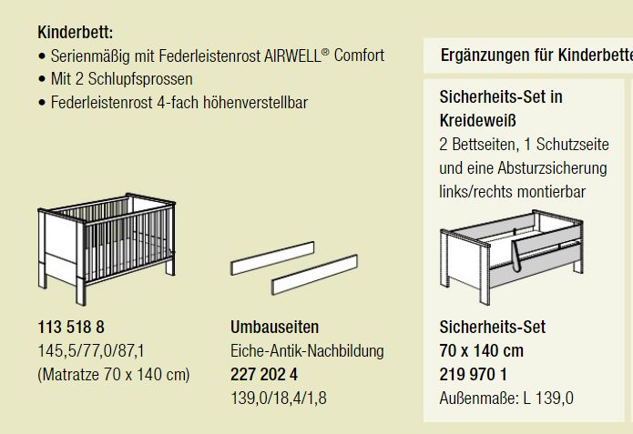 PAIDI 2in1 Babybett/Gitterbett UND Juniorbett, inkl. Lattenrost in Siegenburg