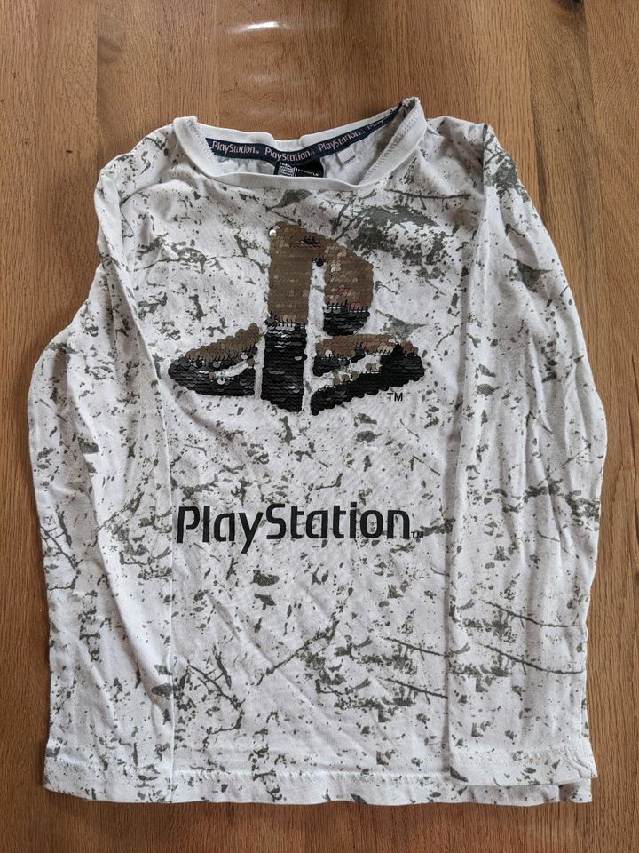 Langarmshirt 122 Playstation Pailetten Kindershirt in Barbing