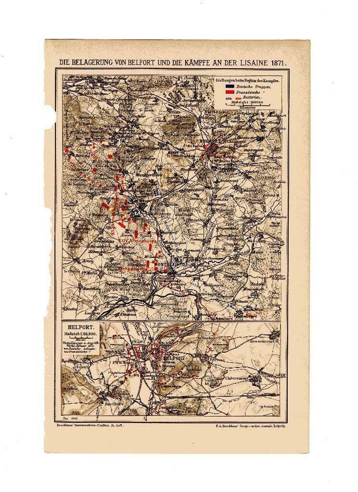 DIE BELAGERUNG VON BELFORT 1871 - LISAINE - SCHLACHTPLAN - 1901 in Berlin