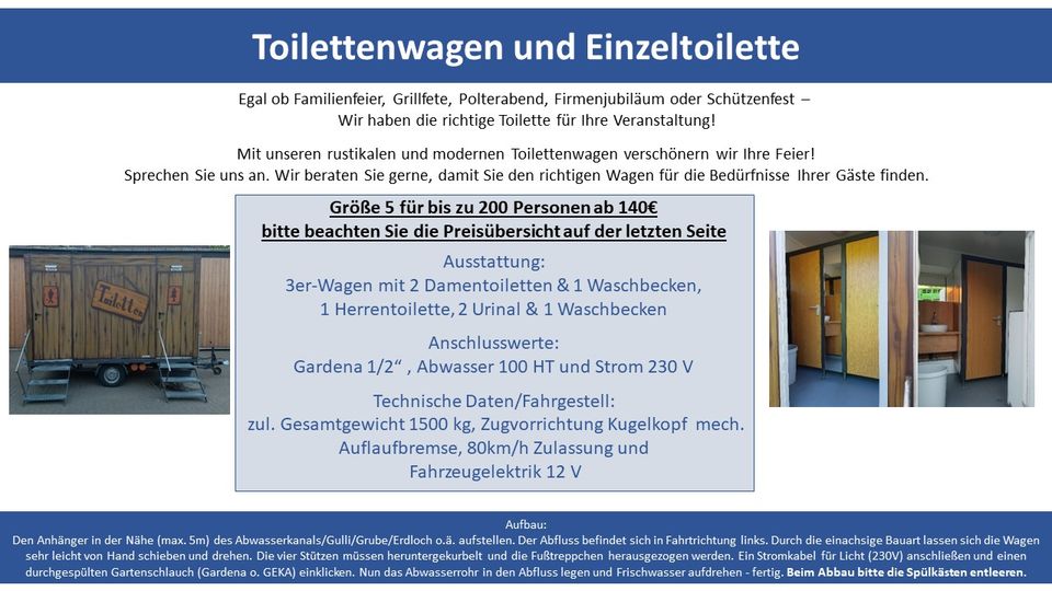 Toilettenwagen, WC Wagen, Klowagen, Miet WC in Preußisch Oldendorf