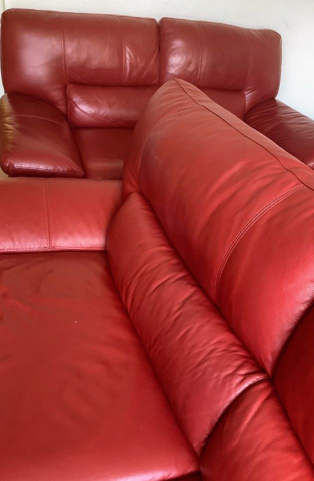 Echt Leder Sofa Couch 2 Sitzer Top Designer rot Abholung Celle in Hamburg