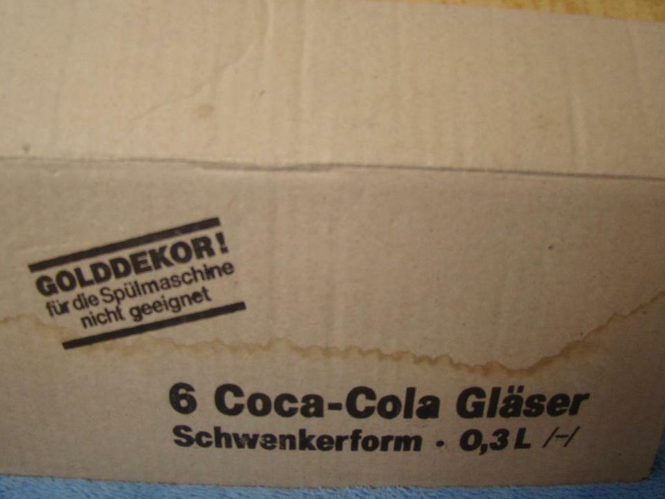 6 original verpackte Coca Cola Schwenkgläser mit Goldschrift, 0,3 in Gießen