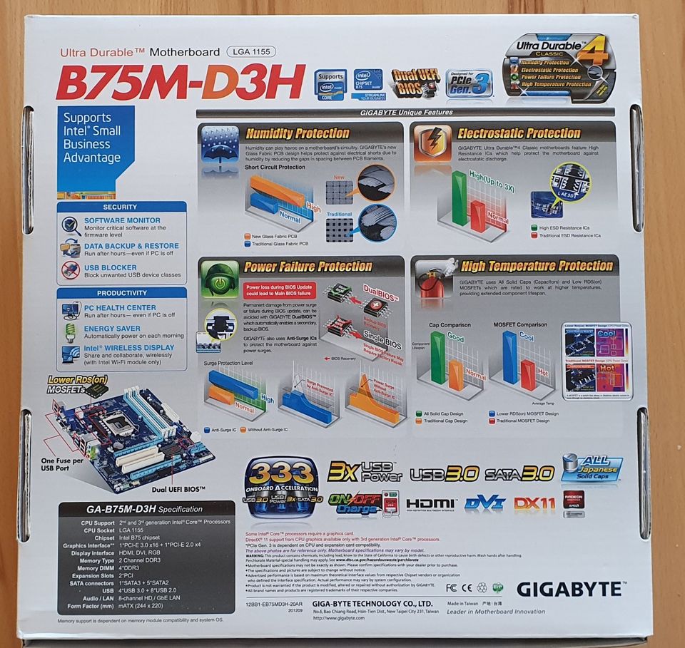 CPU Intel I5 2500 Bundle kit incl. Gigabyte GA-B75M-D3H & 8GB-RAM in Mandelbachtal