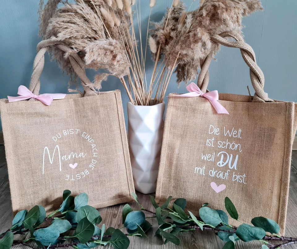 Jute Tasche M mit Spruch in Harsleben