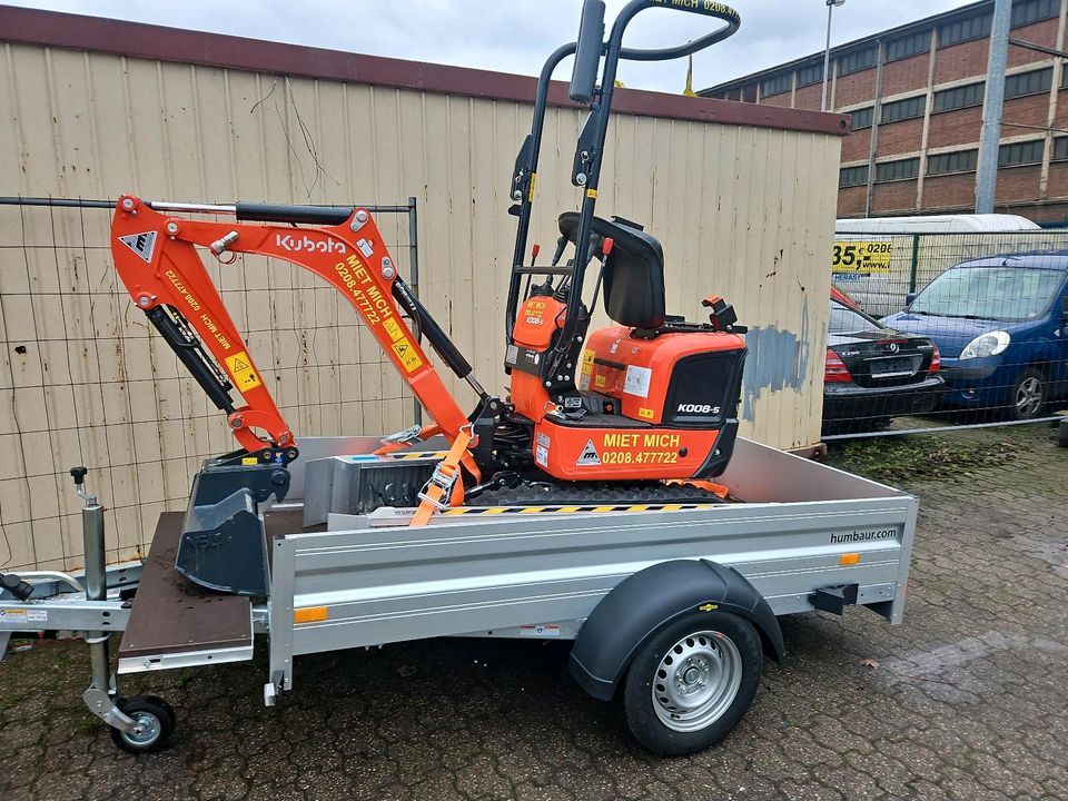 Minibagger Kubota 2,7t mieten. Auch Anlieferung. Anbaugeräte vorh in Mülheim (Ruhr)