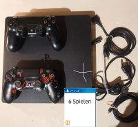 Sony Playstation 4 sony slim 500 gb Schwarz 2 Kontroller 6 Spiele Bayern - Erding Vorschau