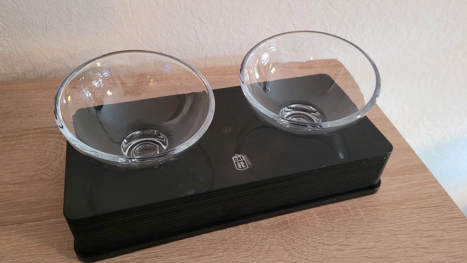 Catit Style Glass Diner, erhöhter Glasnapf, schwarz glänzend, 2 x in Alsdorf