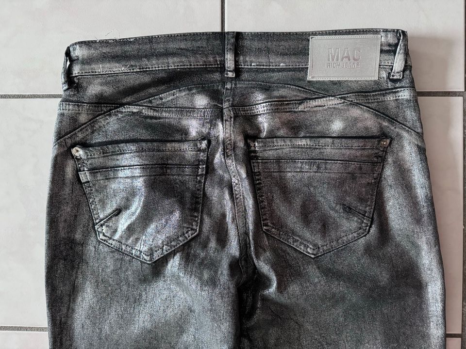 MAC Jeans Rich Slim  Chic Silber/Schwarz coated Gr. 40 in Gelsenkirchen