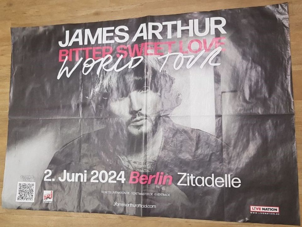 James Arthur Berlin 2024 Vintage Konzert Plakat Poster Zitadelle in Berlin