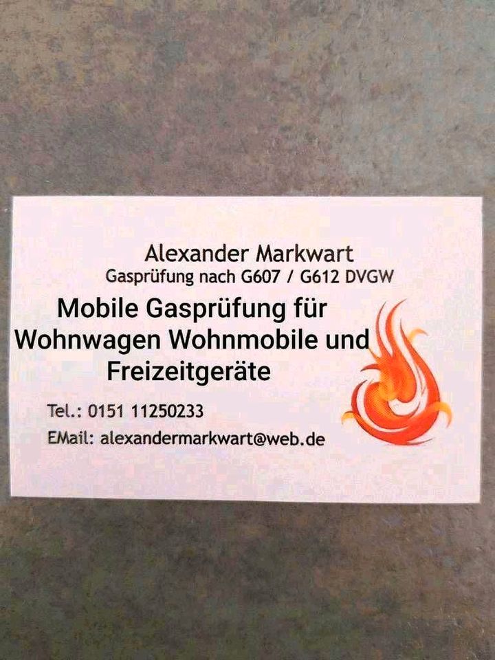 Mobile Gasprüfung für Wohnwagen und Wohnmobile DVGW G607 und G612 in Olfen