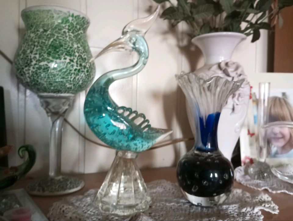 Murano Original Vase und Vogel mit Gold Sammler in Jerxheim