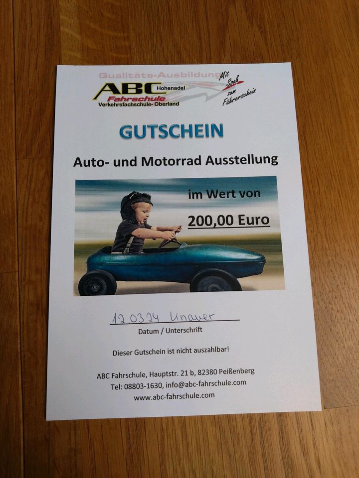 Verkaufe Gutschein für Fahrschule ABC!!! in Kinsau