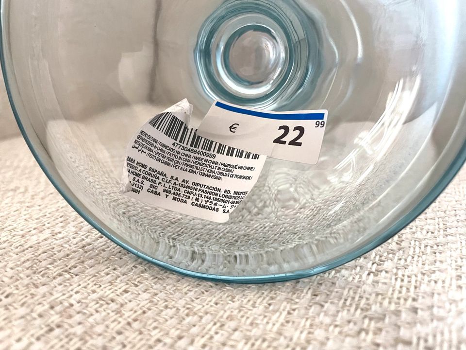 Zara Home Kerzenständer Glas transparent blau rund in Berlin