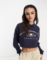 Bershka – Kurzes Tennis-Sweatshirt mit Kragen in Marineblau Bayern - Würzburg Vorschau