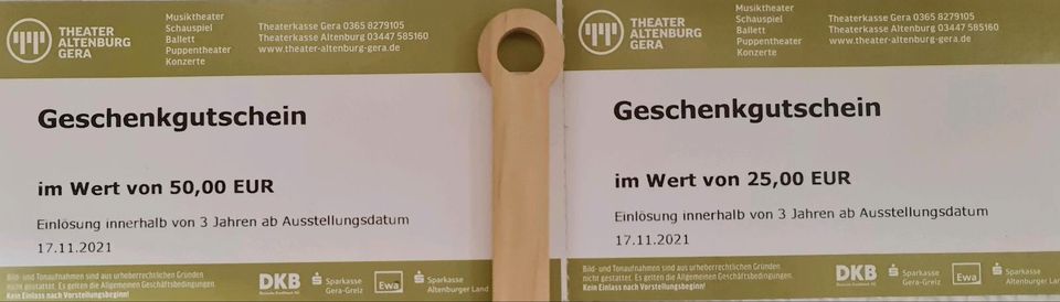 Geschenkgutschein 75 Euro Theater Altenburg Gera in Altenburg