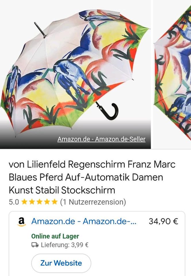☆ Von Lilienfeld Stockschirm Schirm Franz Marc Blaues Pferd ☆ in Saarbrücken