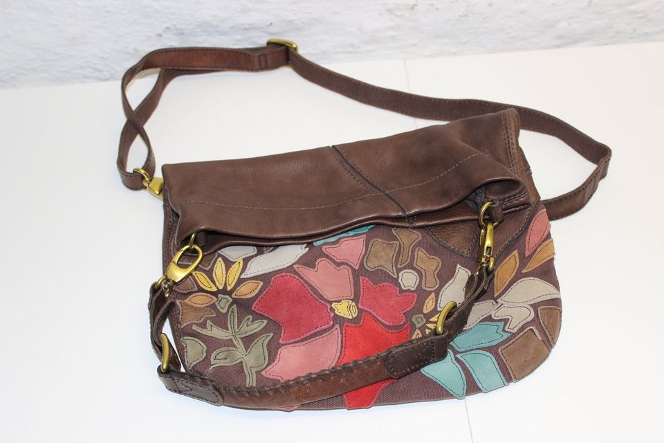 FOSSIL Desi Floral Foldover Shopper Tasche Leder Bunt Handtasche in Duisburg