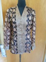 Blusenjacke beige- braun Seiden-BW-Brochee+ Perlen Gr38 Nordrhein-Westfalen - Krefeld Vorschau