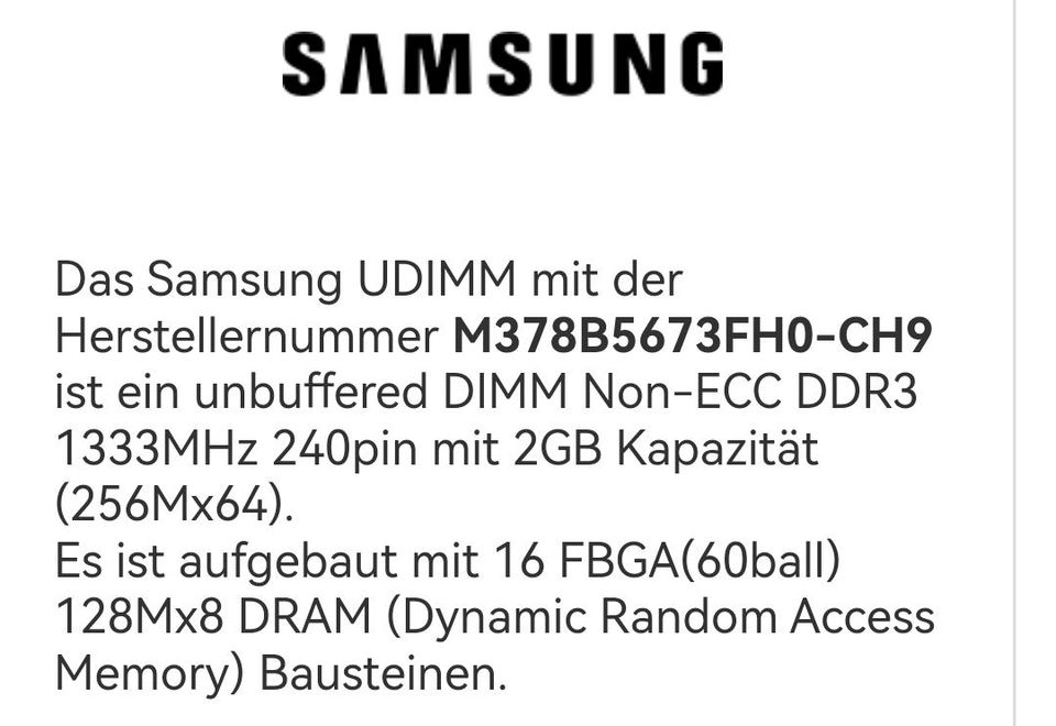 4× 2GB Samsung DDR3 RAM 1333MHz in Dietzenbach