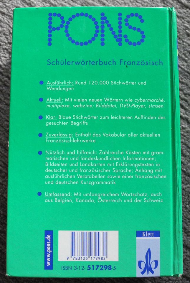 Pons Schülerwörterbuch Französisch-Deutsch – Deutsch-Französisch; in Neustadt an der Weinstraße