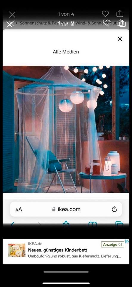 Ikea Kinderbett Vorhang Garten Outdoor Himmel Himmelbett weiß ❤️ in Erkrath