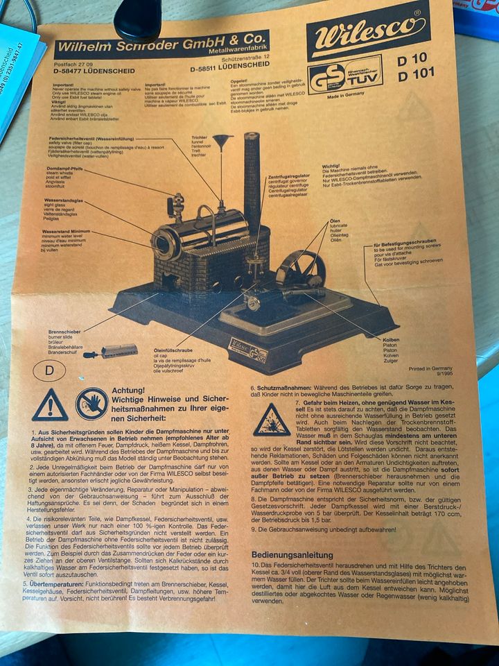 Wilesco Dampfmaschine D 10 mit Zubehör in Höchst im Odenwald