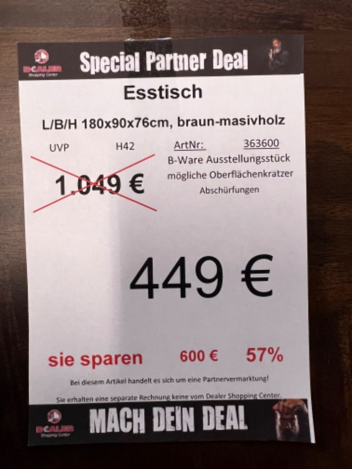 WSV Esstisch braun / Massivholz / Esszimmertisch statt 1.049,-€ in Zeitz