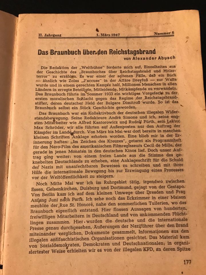 Die Weltbühne Nr. 5 Carl v. Ossietzky 1947 in München