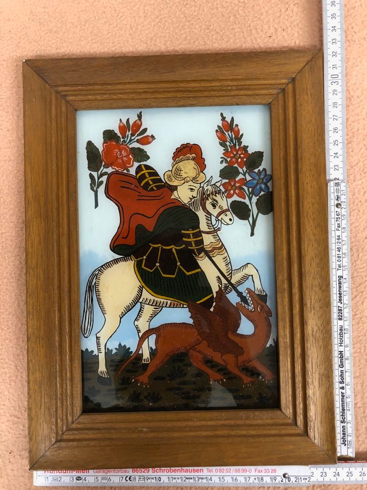 Hinterglasbild "Heiliger Georg" Klosterarbeit in Fürstenfeldbruck