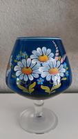 Glas Gognacschwenker Blau bemalt Vintage Blumen DDR Rarität Thüringen - Kölleda Vorschau