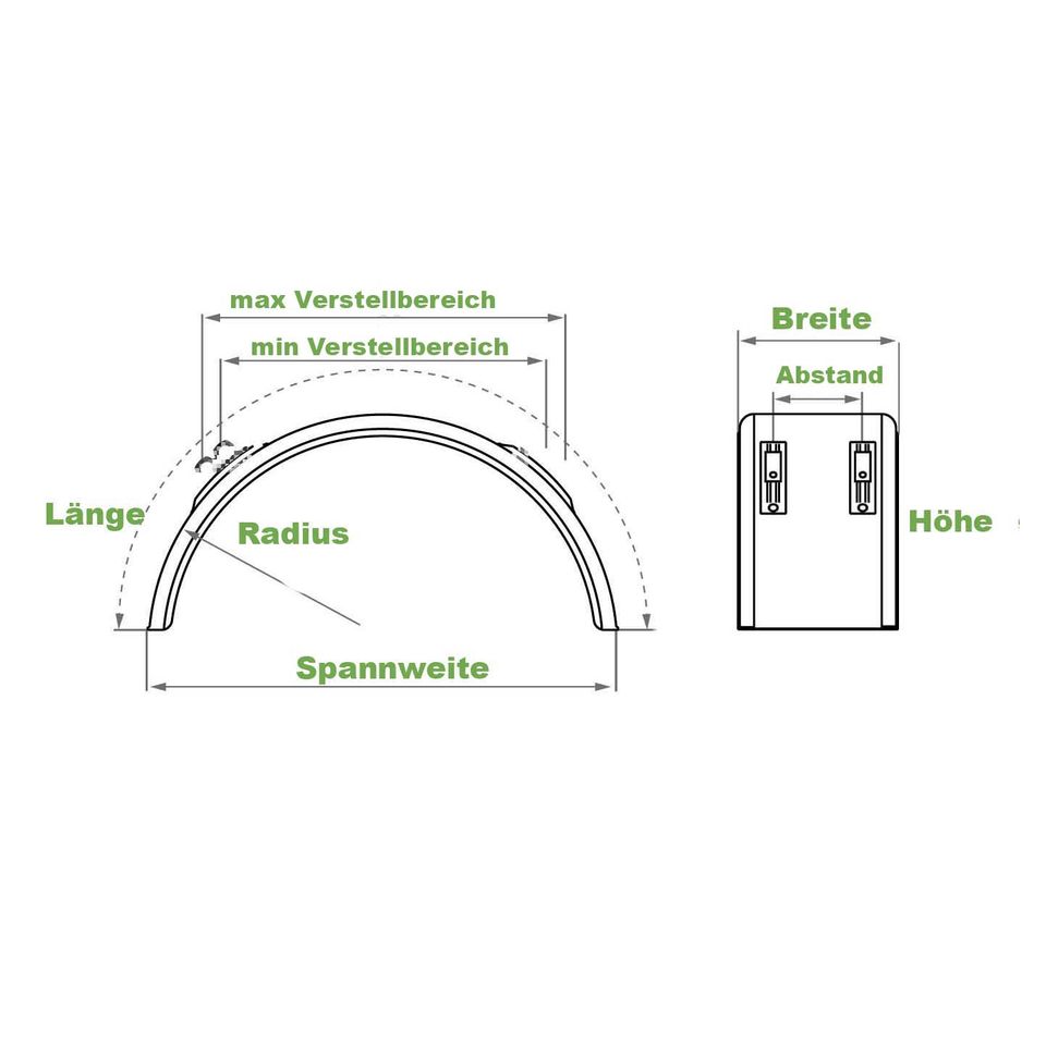 Kotflügel Breite 650 Spannweite 1250mm Konsolen für Ø42mm B-WARE in Völklingen