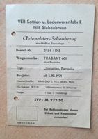 Etikett Autopolster Schonbezug Trabant 601 DDR 1971 Thüringen - Apolda Vorschau