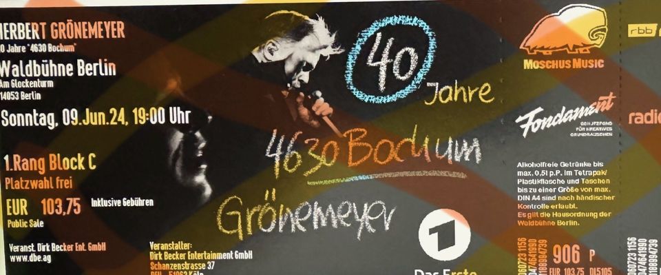 Konzertkarte Grönemeyer 09. Juni Waldbühne Berlin in Berlin