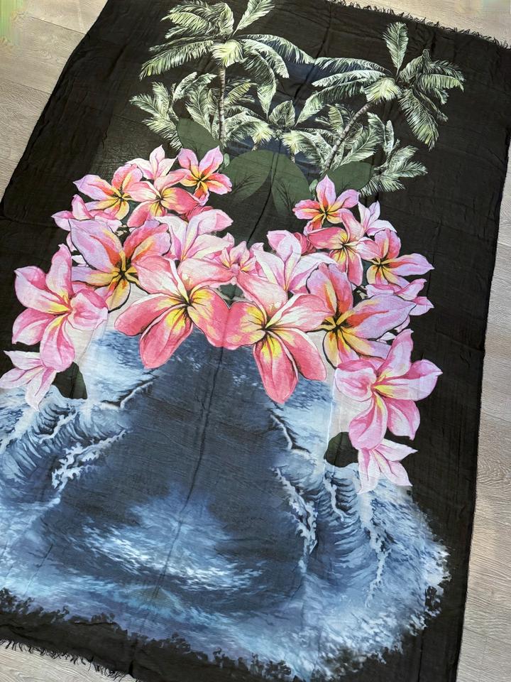 Stella McCartney Tuch Schal XL Pareo Schwarz Grün Pink Floral in Hamburg