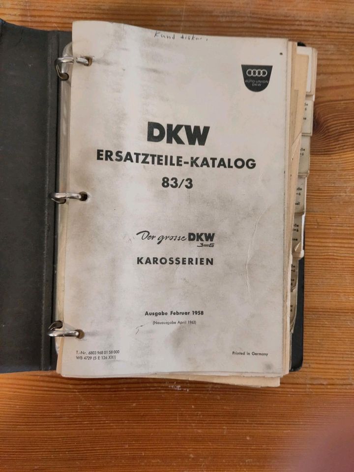 DKW 3=6 Ersatzteilkatalog 83/3 1958-1963 in Weißenberg