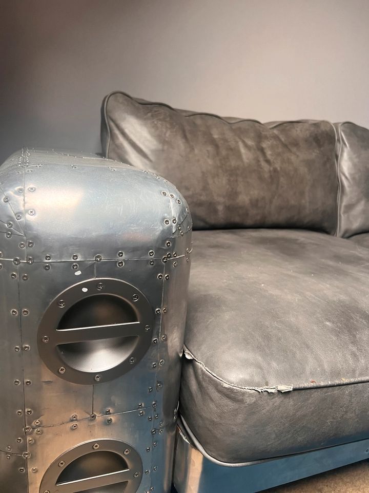 Sofa Designer Couch aus Aluminium/echt Leder in Bremen